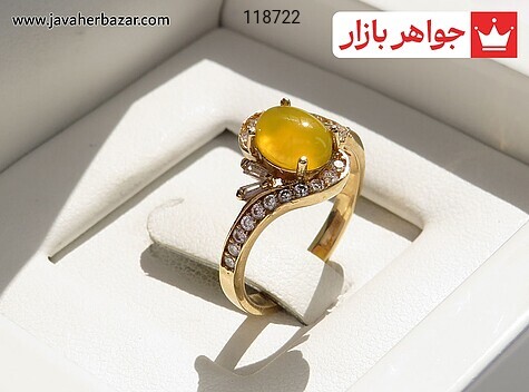 انگشتر برنج عقیق زرد سایز 55 زنانه [شرف الشمس] - 118722